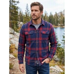 Patagonia Fjord Flannel Shirt Mens Medium M Organic Cotton Plaid Blue Red L/S